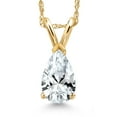 thumbnail image 1 of Gem Stone King 14K Yellow Gold White Created Sapphire Pendant Necklace for Women | 1.11 Cttw | Gemstone September Birthstone | Pear Shape 8X5MM | With 18 inch Chain, 1 of 6