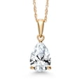 thumbnail image 1 of Gem Stone King 14K Yellow Gold White Created Sapphire Pendant Necklace for Women | 1.58 Cttw | Gemstone September Birthstone | Pear Shape 9X6MM | With 18 inch Chain, 1 of 6