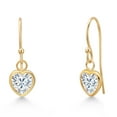 thumbnail image 1 of Gem Stone King 14K Yellow Gold White Moissanite Earrings for Women | 0.84 Cttw | Gemstone Birthstone | Heart Shape 5MM, 1 of 7