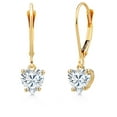 thumbnail image 1 of Gem Stone King 14K Yellow Gold White Moissanite Earrings for Women | 0.84 Cttw | Gemstone Birthstone | Heart Shape 5MM, 1 of 7