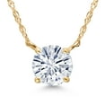 thumbnail image 1 of Gem Stone King 14K Yellow Gold White Moissanite Pendant Necklace | 1.00 Cttw | Round 6.5MM | Gold Necklace for Women | With 18 inch 14K Gold Heart Chain, 1 of 6