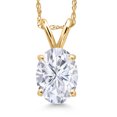 thumbnail image 1 of Gem Stone King 14K Yellow Gold White Moissanite Pendant Necklace for Women | 1.50 Cttw | Gemstone Birthstone | Oval 8X6MM | With 18 inch Chain, 1 of 7