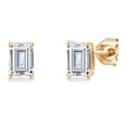 thumbnail image 1 of Gem Stone King 14K Yellow Gold White Moissanite Stud Basket Setting Earrings for Women Men | 1.14 Cttw | Gemstone Birthstone | Emerald Cut 6X4MM | Double Notch | Gold Earrings for Women Men, 1 of 6