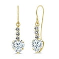 thumbnail image 1 of Gem Stone King 14K Yellow Gold White Moissanite and White Diamond French Wire Dangle Hook Earrings for Women (1.80 Cttw, Heart Shape 6MM and Round 2MM), 1 of 3