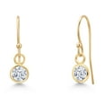 thumbnail image 1 of Gem Stone King 14K Yellow Gold White Zirconia Earrings for Women | 0.50 Cttw | Gemstone Birthstone | Round 4MM, 1 of 6