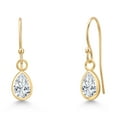thumbnail image 1 of Gem Stone King 14K Yellow Gold White Zirconia Earrings for Women | 0.78 Cttw | Gemstone Birthstone | Pear Shape 6X4MM, 1 of 6