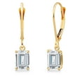 thumbnail image 1 of Gem Stone King 14K Yellow Gold White Zirconia Earrings for Women | 1.32 Cttw | Gemstone Birthstone | Octagon 6X4MM, 1 of 6