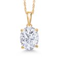 thumbnail image 1 of Gem Stone King 14K Yellow Gold White Zirconia Pendant Necklace | 3.05 Cttw | Gemstone Birthstone | Oval 9X7MM | Gold Necklace for Women | With 18 inch Gold Chain, 1 of 6