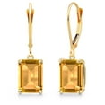 thumbnail image 1 of Gem Stone King 14K Yellow Gold Yellow Citrine Earrings for Women | 4.65 Cttw | Gemstone November Birthstone | Octagon 9X7MM, 1 of 6