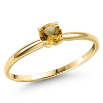 Gem Stone King 14K Yellow Gold Yellow Citrine Engagement Ring for Women | 0.45 Cttw | Round 5MM | Gemstone November Birthstone | Size 5