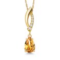 thumbnail image 1 of Gem Stone King 14K Yellow Gold Yellow Citrine and Lab Grown Diamond Pendant Necklace for Women | 0.76 Cttw | Gemstone November Birthstone | Pear Shape 8X5MM | With 18 inch Chain, 1 of 6