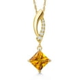 thumbnail image 1 of Gem Stone King 14K Yellow Gold Yellow Citrine and Lab Grown Diamond Pendant Necklace for Women | 1.03 Cttw | Gemstone November Birthstone | Princess 6MM | With 18 inch Chain, 1 of 6