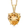 thumbnail image 1 of Gem Stone King 14K Yellow Gold Yellow Citrine Pendant Necklace for Women | 1.40 Cttw | Gemstone November Birthstone | Heart Shape 8MM | With 18 inch Chain, 1 of 6