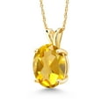 thumbnail image 1 of Gem Stone King 14K Yellow Gold Yellow Citrine Pendant Necklace for Women (3.20 Cttw, Gemstone November Birthstone, Oval 11X9MM, With 18 inch Chain), 1 of 4