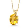 thumbnail image 1 of Gem Stone King 14K Yellow Gold Yellow Citrine Solitaire Pendant Necklace for Women | 2.40 Cttw | Gemstone November Birthstone | Oval 10X8MM | with 18 inch Silver Chain, 1 of 4