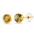 thumbnail image 1 of Gem Stone King 14K Yellow Gold Yellow Citrine Stud Earrings for Women Men (1.40 Cttw, Gemstone Birthstone, Round 6MM), 1 of 6