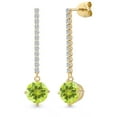 thumbnail image 1 of Gem Stone King 14K Yellow Gold Yellow Lemon Quartz and Lab Grown Diamond Dangle Earrings for Women | 4.06 Cttw | Gemstone Birthstone | Round 8MM, 1 of 6