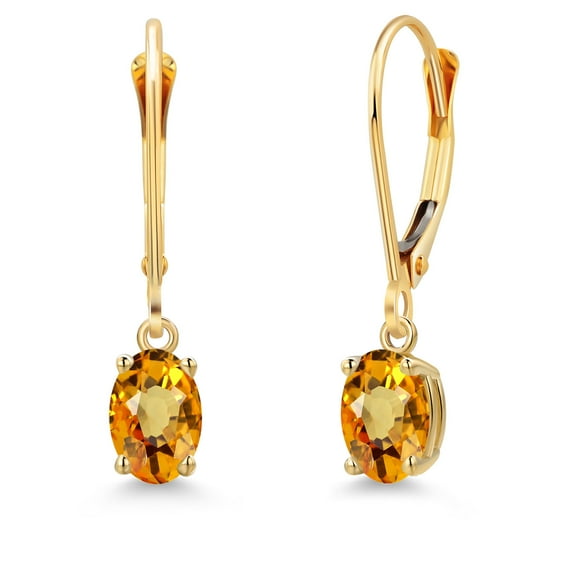 Gem Stone King 14K Yellow Gold Yellow Sapphire Earrings for Women | 1.23 Cttw | Gemstone September Birthstone | Oval 6X4MM