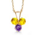 thumbnail image 1 of Gem Stone King 14K Yellow Gold Yellow Sapphire and Purple Amethyst 3-Stone Pendant Necklace for Women (0.37 Cttw, Gemstone September Birthstone, Round 3MM, 18 inch Chain), 1 of 4