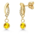 thumbnail image 1 of Gem Stone King 14K Yellow Gold Yellow Sapphire and Lab Grown Diamond Earrings for Women | 0.77 Cttw | Gemstone September Birthstone | Round 4MM, 1 of 6