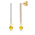 thumbnail image 1 of Gem Stone King 14K Yellow Gold Yellow Sapphire and Lab Grown Diamond Earrings for Women | 1.08 Cttw | Gemstone September Birthstone | Round 4MM, 1 of 6