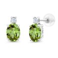 thumbnail image 1 of Gem Stone King 14k White Gold Canary Mystic Topaz and White Created Sapphire Earrings for Women (2.7Cttw, GemstoneNovember Birthstone, Oval 8X6MM, Round 2.5MM), 1 of 4