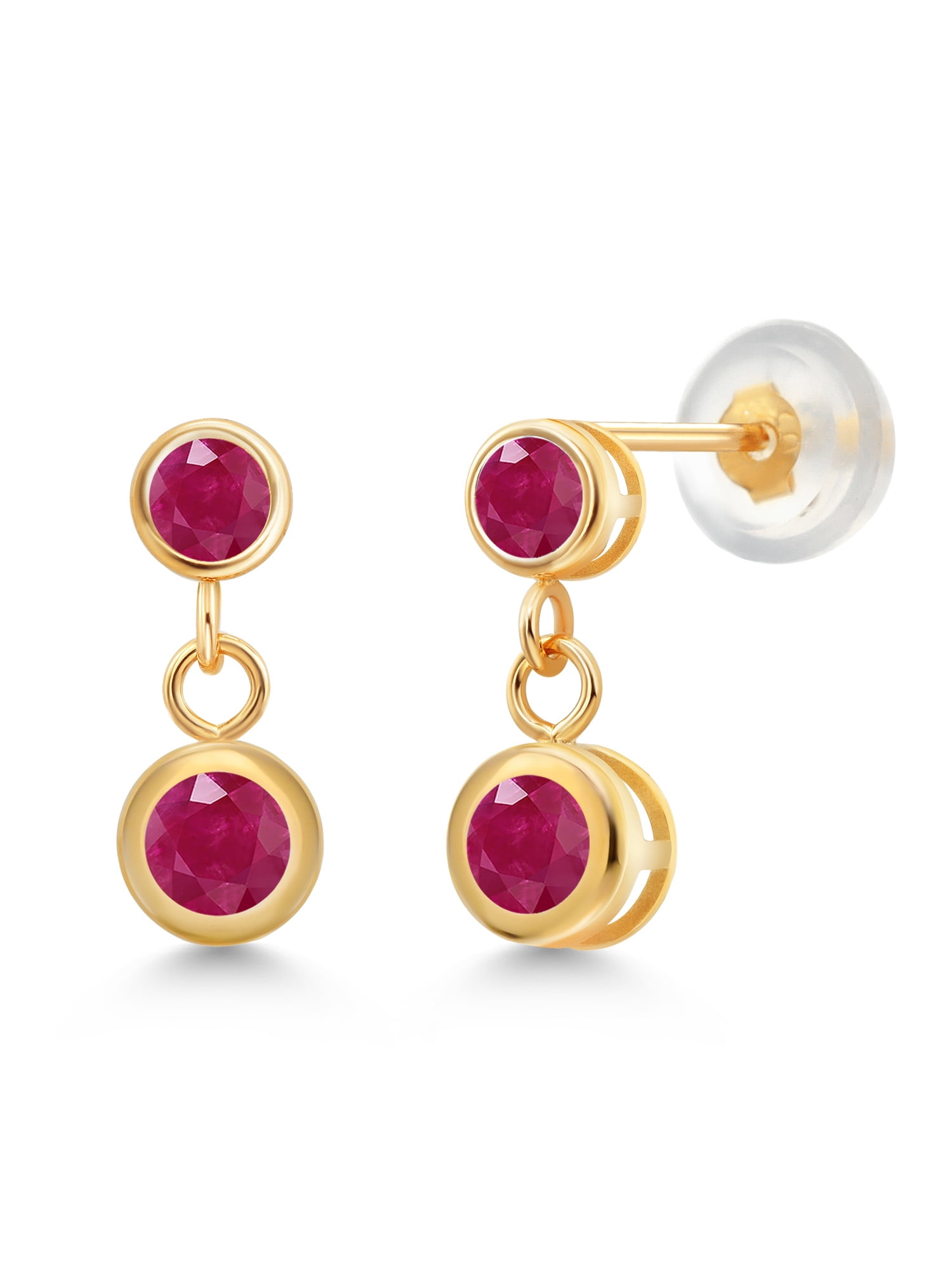 Gem Stone King 14k Yellow Gold Red Ruby and Red Ruby Two Stone