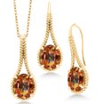 thumbnail image 1 of Gem Stone King 15.00 Ct Ecstasy Mystic Topaz 18K Yellow Gold Plated Silver Pendant and Earrings Jewelry Set With Chain, 1 of 3