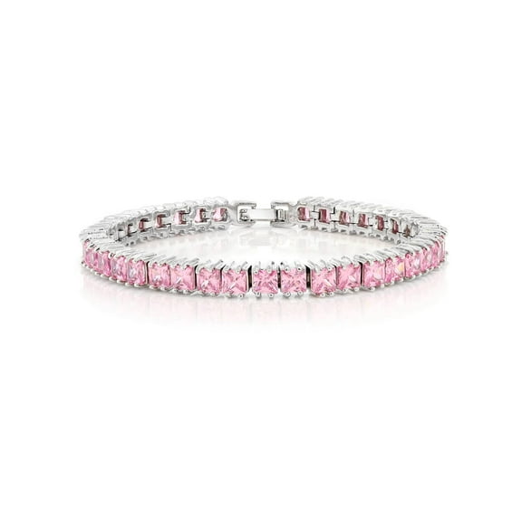 Gem Stone King Princess Cut Cubic Zirconia Classic Tennis Bracelet for Women (15.00 Cttw, 4MM CZ, Size 7 inch)