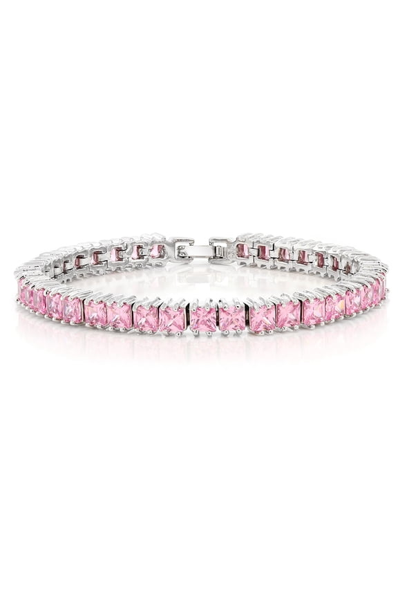 15.00 Ct Sparkling Princess Cut Cubic Zirconia CZ Tennis Bracelet for Women 7 inch