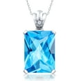 thumbnail image 1 of Gem Stone King 15.03 Ct Octagon Checkerboard Swiss Blue Topaz White Topaz 925 Sterling Silver Pendant with Chain, 1 of 5