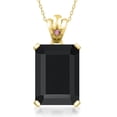thumbnail image 1 of Gem Stone King 15.11 Ct Black Onyx Pink Lab Grown Diamond 18K Yellow Gold Plated Silver Pendant with Chain, 1 of 5