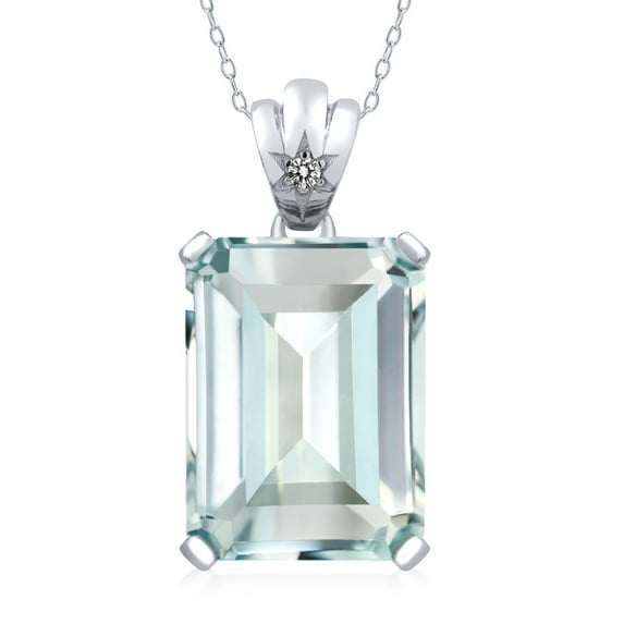 Gem Stone King 15.83 Ct Sky Blue Simulated Aquamarine White Diamond 925 Sterling Silver Pendant