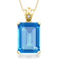 thumbnail image 1 of Gem Stone King 16.03 Ct Swiss Blue Topaz White Topaz 18K Yellow Gold Plated Silver Pendant, 1 of 4