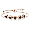 thumbnail image 1 of Gem Stone King 18K Rose Gold Plated Silver Black Onyx Tennis Bracelet for Women (4.00 Cttw, Round 6MM, Gemstone December Birthstone, Fully Adjustable up to 9 inch), 1 of 2