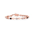 thumbnail image 1 of Gem Stone King 18K Rose Gold Plated Silver Black Onyx and White Created Sapphire and White Lab Grown Diamond Bracelet for Women (2.12 Cttw, Gemstone December Birthstone, Round 4MM, 6.5 inch), 1 of 6