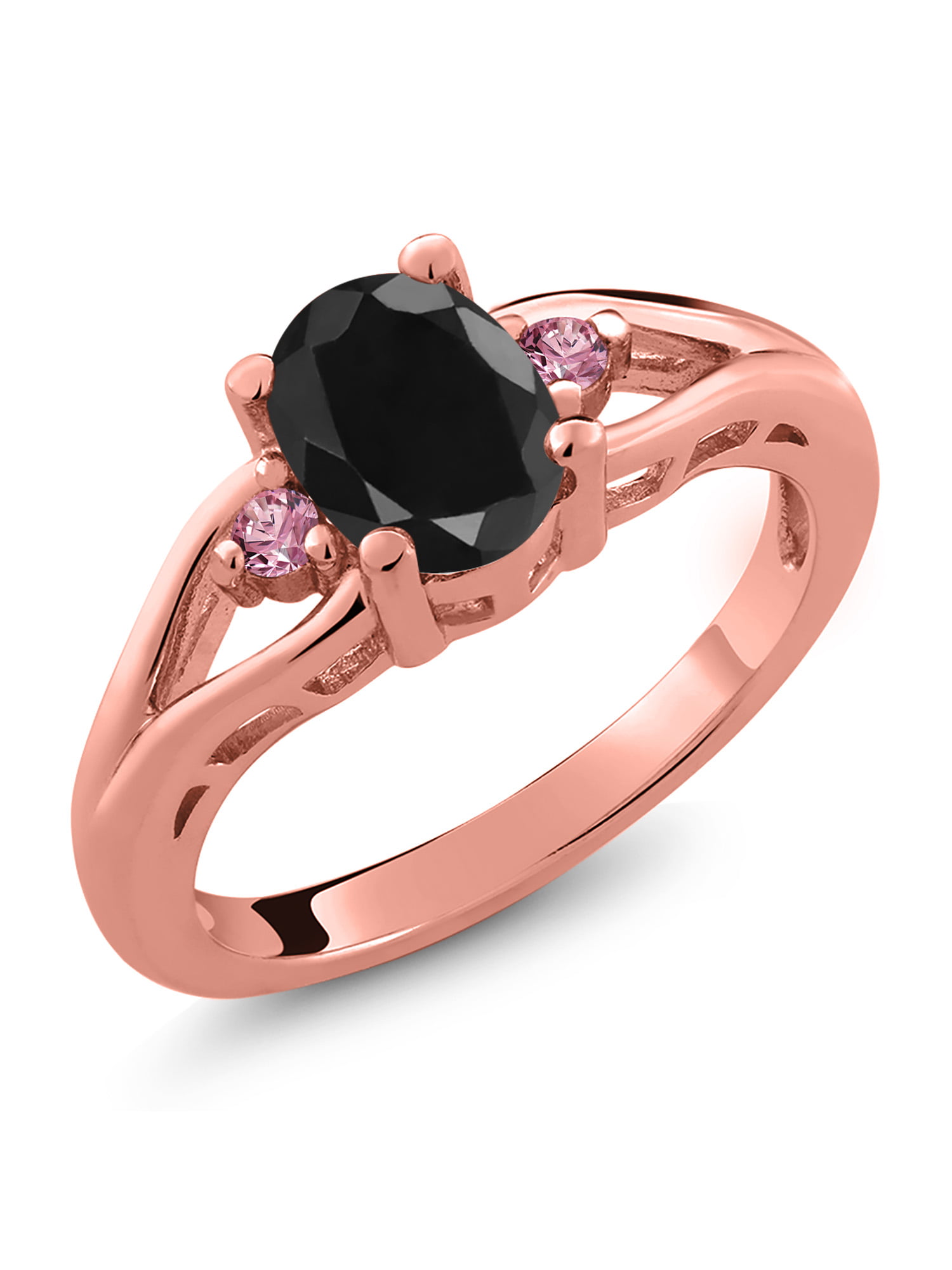 Nature Classic 14K Black Gold 2.0 Ct Heart Pink Sapphire Black Diamond  Three Stone Floral Engagement Ring Wedding Ring R434-14KBGBDPS | Black Gold  Ring