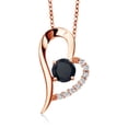 thumbnail image 1 of Gem Stone King 18K Rose Gold Plated Silver Black Zirconia Heart Shape Pendant Necklace for Women (1.62 Cttw, Round 6MM, Gemstone Birthstone, with 18 inch Chain), 1 of 6