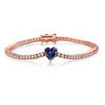 thumbnail image 1 of Gem Stone King 18K Rose Gold Plated Silver Blue Iolite and White Moissanite Tennis Bracelet for Women (4.18 Cttw, Gemstone Birthstone, Heart Shape 8MM, 7.25 inch), 1 of 6