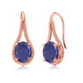 thumbnail image 1 of Gem Stone King 18K Rose Gold Plated Silver Blue Lapis Earrings for Women (4.00 Cttw, Gemstone, Oval 9X7MM), 1 of 3