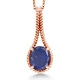 thumbnail image 1 of Gem Stone King 18K Rose Gold Plated Silver Blue Lapis Pendant Necklace for Women (4.00 Cttw, Oval 12X10MM, with 18 inch Chain), 1 of 6
