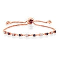 thumbnail image 1 of Gem Stone King 18K Rose Gold Plated Silver Blue Sapphire Bracelet for Women Set with Moissanite (0.63 Cttw), 1 of 3