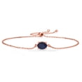 thumbnail image 1 of Gem Stone King 18K Rose Gold Plated Silver Blue Sapphire Solitaire Bracelet for Women (1.80 Cttw, Oval 8X6MM, Gemstone September Birthstone, Fully Adjustable up to 9 inch), 1 of 3