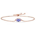 thumbnail image 1 of Gem Stone King 18K Rose Gold Plated Silver Blue Tanzanite Solitaire Bracelet for Women (1.16 Cttw, Oval 8X6MM, Gemstone December Birthstone, Fully Adjustable up to 9 inch), 1 of 3