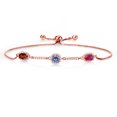 thumbnail image 1 of Gem Stone King 18K Rose Gold Plated Silver Bracelet Garnet Persian Blue Moissanite (1.57 Cttw), 1 of 4