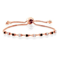 Gem Stone King 18K Rose Gold Plated Silver Bracelet for Women Diamond Moissanite (0.65 Cttw)