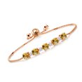 thumbnail image 1 of Gem Stone King 18K Rose Gold Plated Silver Bracelet for Women Round Citrine Moissanite (3.89 Cttw), 1 of 5