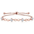 thumbnail image 1 of Gem Stone King 18K Rose Gold Plated Silver Bracelet for Women Round Moissanite 2.00cttw, 1 of 3