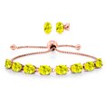 thumbnail image 1 of Gem Stone King 18K Rose Gold Plated Silver Canary Mystic Topaz Bracelet and Earrings Jewelry Set for Women (8.00 Cttw, Gemstone November Birthstone, Oval 7X5MM, Fully Adjustable up to 9 inch), 1 of 4