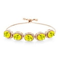 thumbnail image 1 of Gem Stone King 18K Rose Gold Plated Silver Canary Mystic Topaz Tennis Bracelet for Women (11.05 Cttw, Oval 9X7MM, Gemstone Birthstone, Fully Adjustable up to 9 inch), 1 of 3